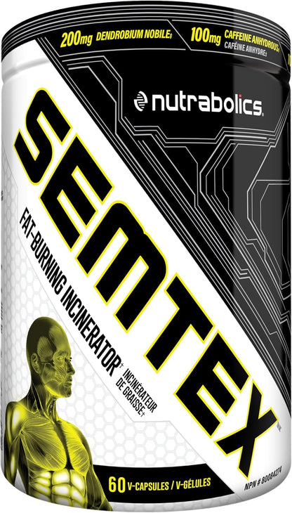 NUTRABOLICS Semtex 60 粒胶囊 - 减肥补充剂和能量增强剂，强效燃脂配方，产热运动前补充剂，