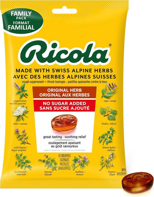 Ricola Mountain Herb No Sugar Added Cough Drops