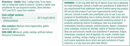 Jamieson 維生素 D3 2,500 IU 軟膠囊，易吞嚥，支持免疫健康，強化骨骼和牙齒，增強鈣和磷的吸收。非基因改造，無麩質，每日一粒，135 粒，加拿大製造
