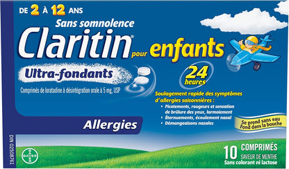 开瑞坦儿童速溶抗过敏药 - 24 小时不瞌睡儿童抗过敏药，儿童抗组胺药，快速缓解眼睛发痒、流泪、发红、打喷嚏、流鼻涕等过敏症状，10 片装