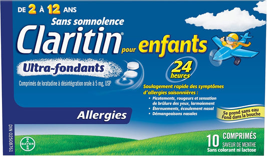 开瑞坦儿童速溶抗过敏药 - 24 小时不瞌睡儿童抗过敏药，儿童抗组胺药，快速缓解眼睛发痒、流泪、发红、打喷嚏、流鼻涕等过敏症状，10 片装