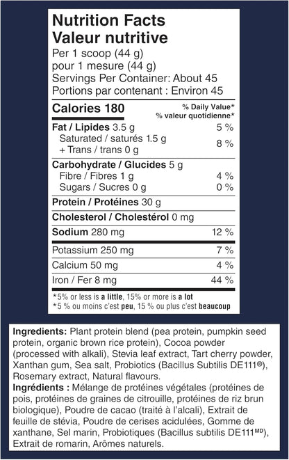 Vega Sport 素食蛋白粉 + 恢復 - 每份 30 克植物蛋白，巧克力口味，45 份，5 克 BCAA，益生菌，NSF 認證，適用於奶昔和冰沙，1.98 公斤（包裝可能有所不同）