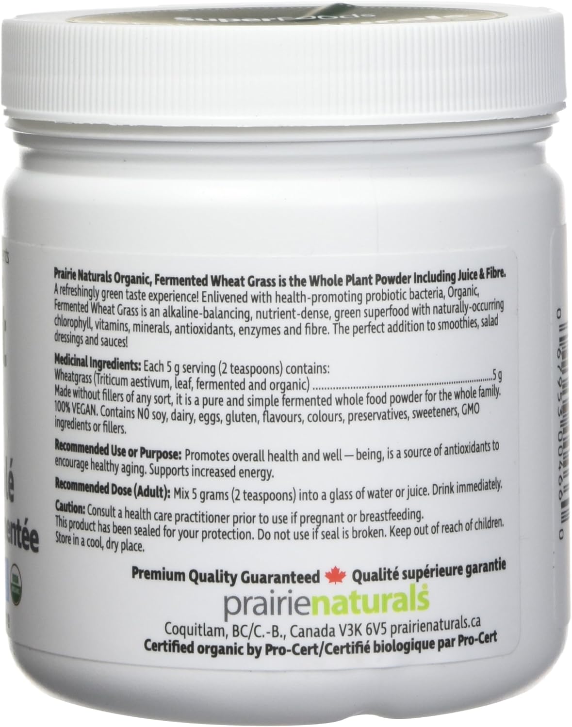 Prairie Naturals 有机发酵小麦草汁粉 - 150 克