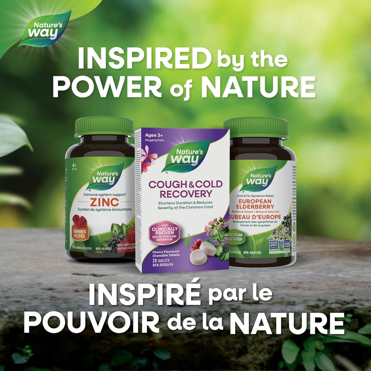 Nature's Way 咳嗽感冒咀嚼片 – 经临床验证，缓解感冒和流感 – 支气管炎、喉炎和咽炎 – 素食天竺葵提取物 – 20 片