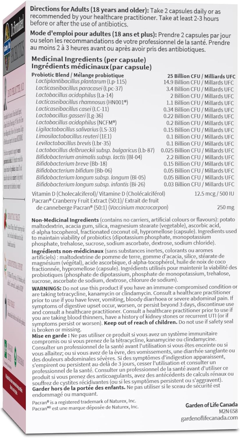 生命花園 - Dr. Formulated 益生菌泌尿道+ | 含 500 毫克經臨床研究的有機 Pacran® 蔓越莓，支持泌尿道健康 | 500 億菌落形成單位 + 16 種益生菌菌株 | 不含麩質，不含乳製品