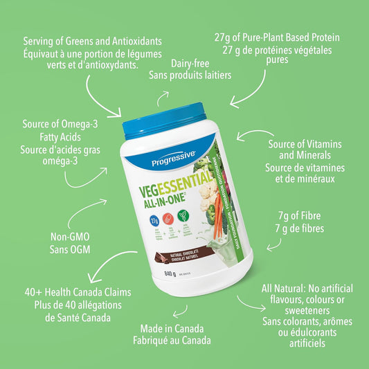 Progressive VegEssential，多合一素食蛋白、蔬菜、维生素和矿物质粉 - 巧克力味，840 克