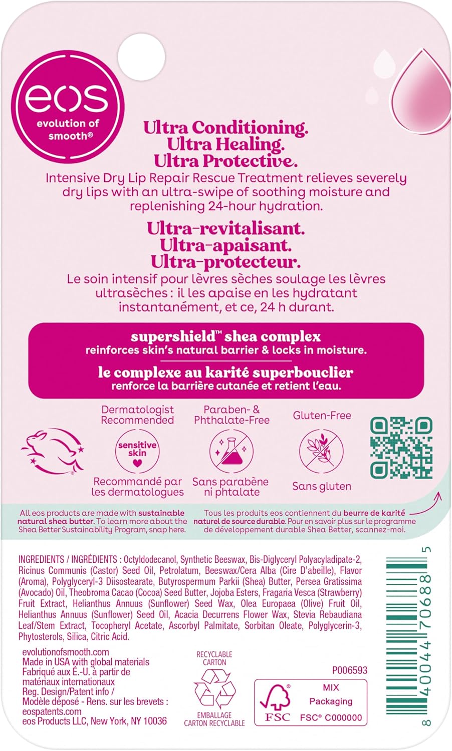 EOS Lip Repair - Extra Dry Lip Treatment - Conditions & Protects Severely Dry Lips - Hypoallergenic - Immediate 24-Hour Moisture, 0.35 ounces