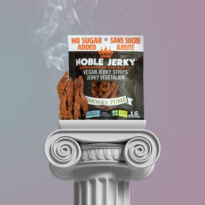 Noble Jerky – 素食肉乾零食，每袋含 14 克植物蛋白，不添加糖，煙燻味，非基因改造，無防腐劑，高蛋白零食，3 包（70 克/袋）