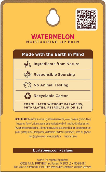 Burts Bees 西瓜保湿润唇膏 泡罩润唇膏 男女通用 2 x 0.15 盎司