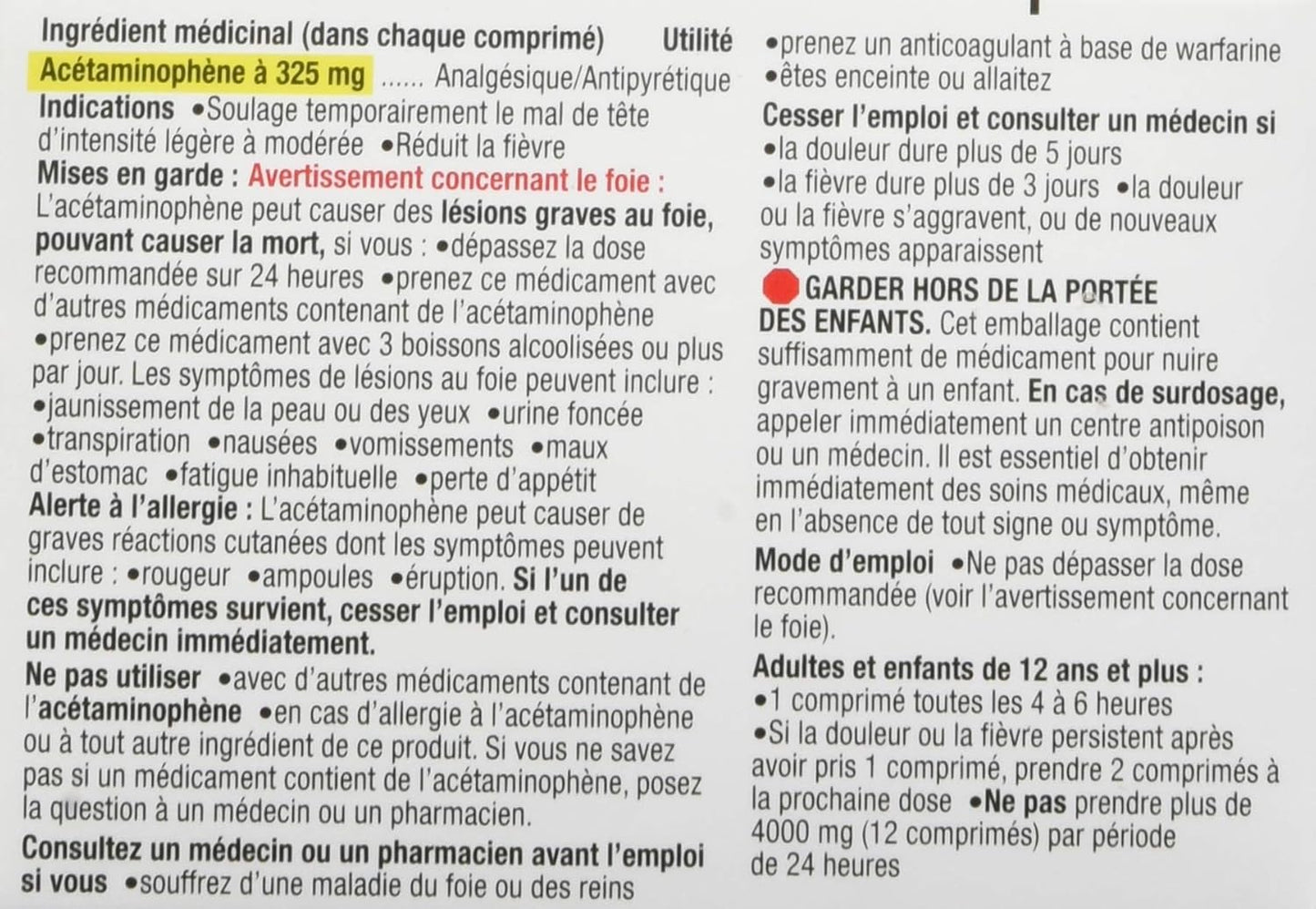 泰諾常規強度 325 毫克 Eztabs 120 片