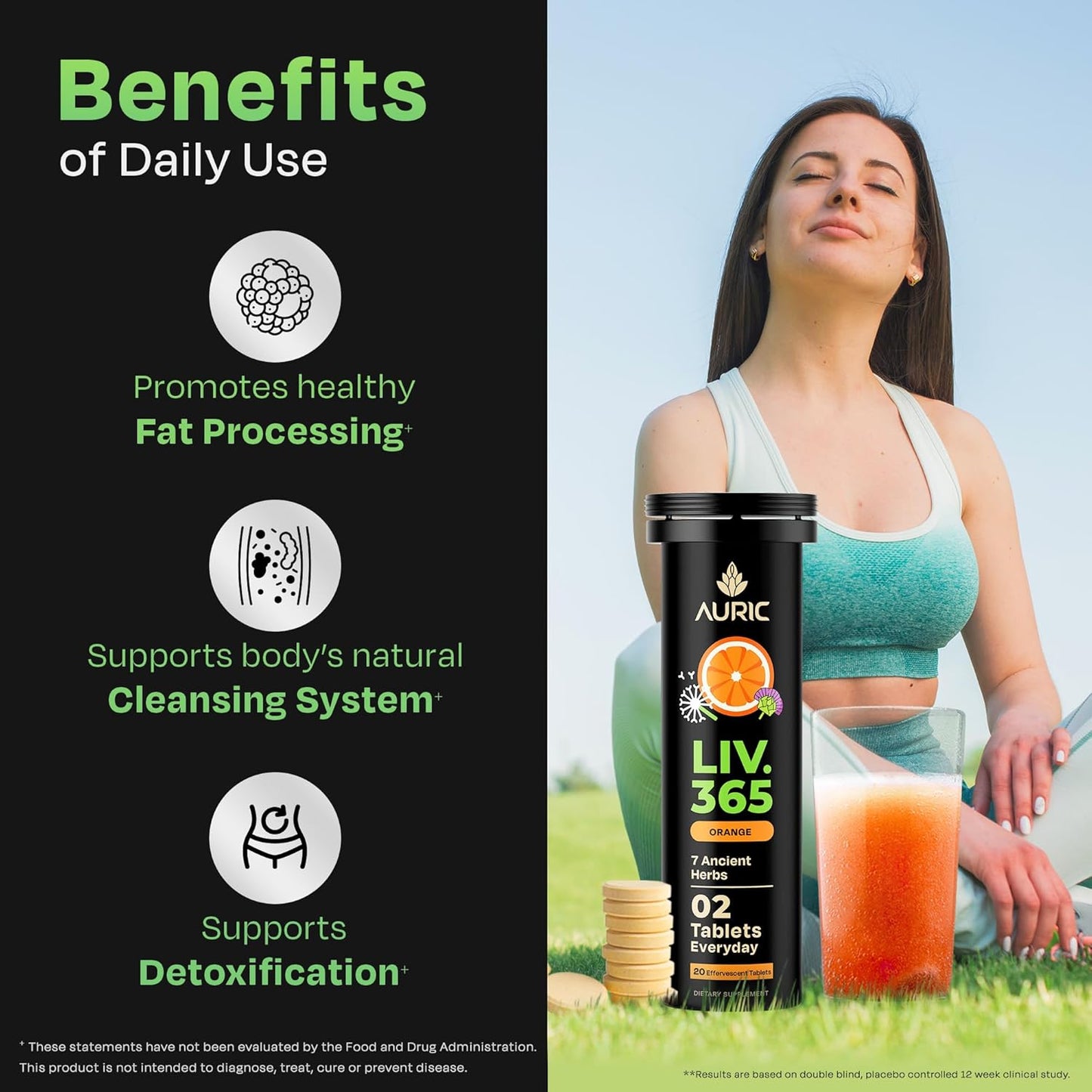 Auric 草本护肝补充剂 | 奶蓟草（水飞蓟素）、姜黄、大蒜、生姜，有益于肝脏健康 | 先进的排毒清洁配方，有效促进肝脏健康 | 120 片