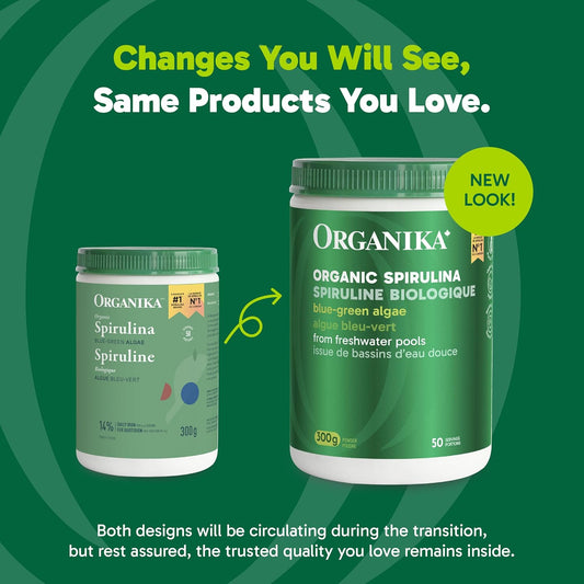 Organika Canadian-Made Certified Organic Spirulina Powder- Superfood, 3rd Party Tested, Pristine Sourcing, Vegan- 300g
