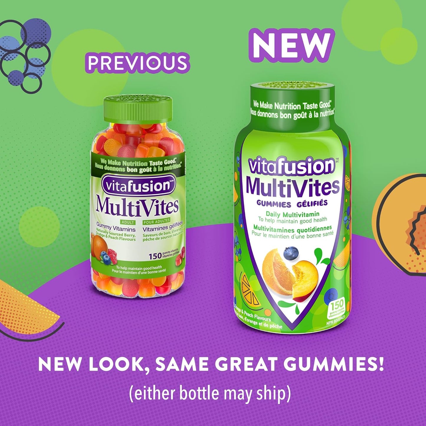 Vitafusion MultiVites 成人複合維生素軟糖，富含 12 種必需營養素，150 粒軟糖，可供 2.5 個月食用，包裝可能有所不同