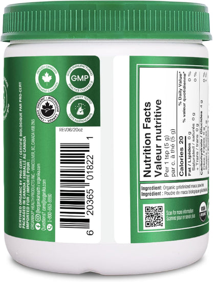 Organika 玛卡认证有机粉 - 糊化以提高生物利用度、平衡荷尔蒙、适应原以帮助缓解压力和补充能量 - 200 克