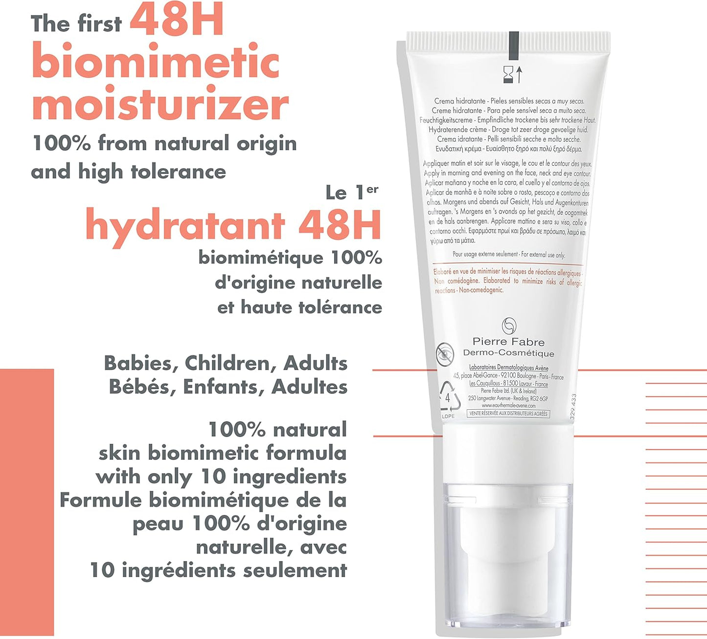 Eau Thermale Avène Tolérance HYDRA-10 Cream, Hydrating Face Moisturizer for dry Sensitive Skin, Fragrance, Paraben-free, replacing Tolérance EXTRÊME, 40 ml