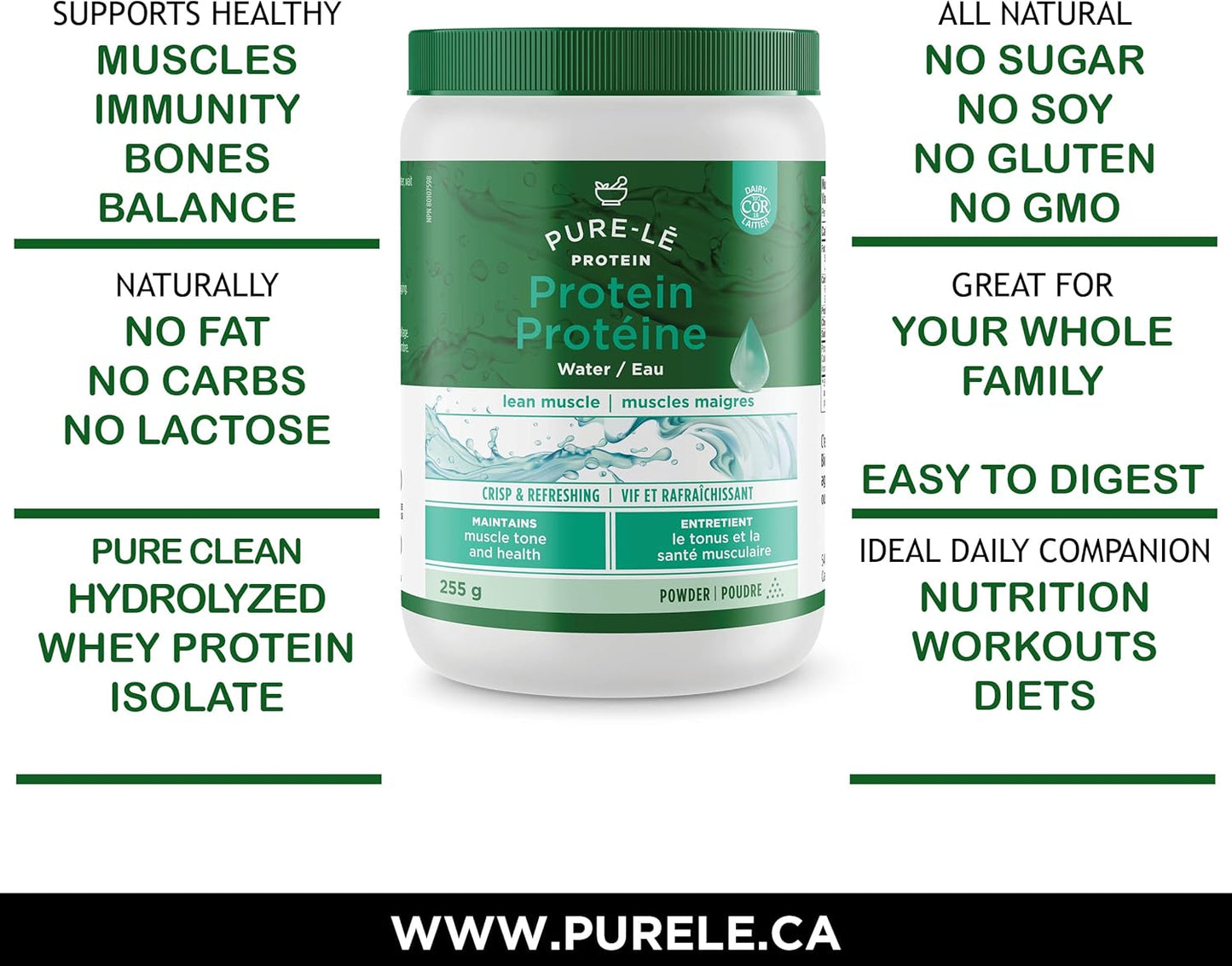 Pure-le Protein Water - Virtually Taste Free, Non-Thickening, All Natural, Zero Carbohydrate - 100% Grass-Fed Hydrolysed Whey Protein Isolate, Pastured Raised, Lactose-free, Hormone Free, Soy Free, GMO Free, Gluten Free …