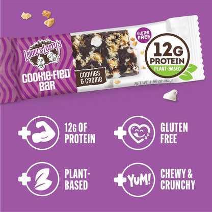 Lenny & Larry's The Complete Cookie-fied Bar, Plant-Based Protein Bar, Vegan and Non-GMO, Cookies & Crème, 45 g, 9 Count
