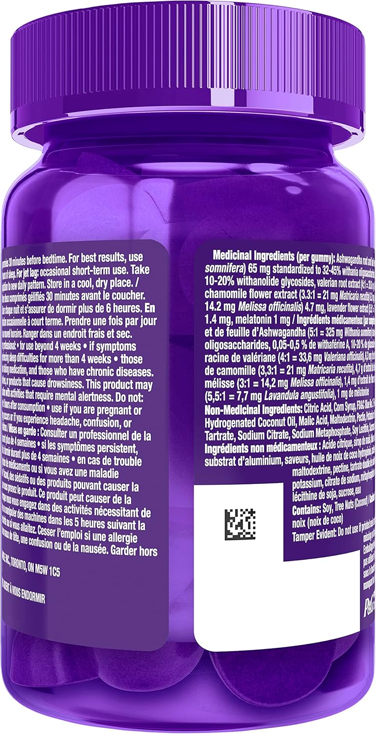 Vicks ZzzQuil PURE Zzzs 緩解壓力褪黑素助眠軟糖，成人適用，南非醉茄有助於減輕壓力症狀，每粒軟糖含 1 毫克，42 粒