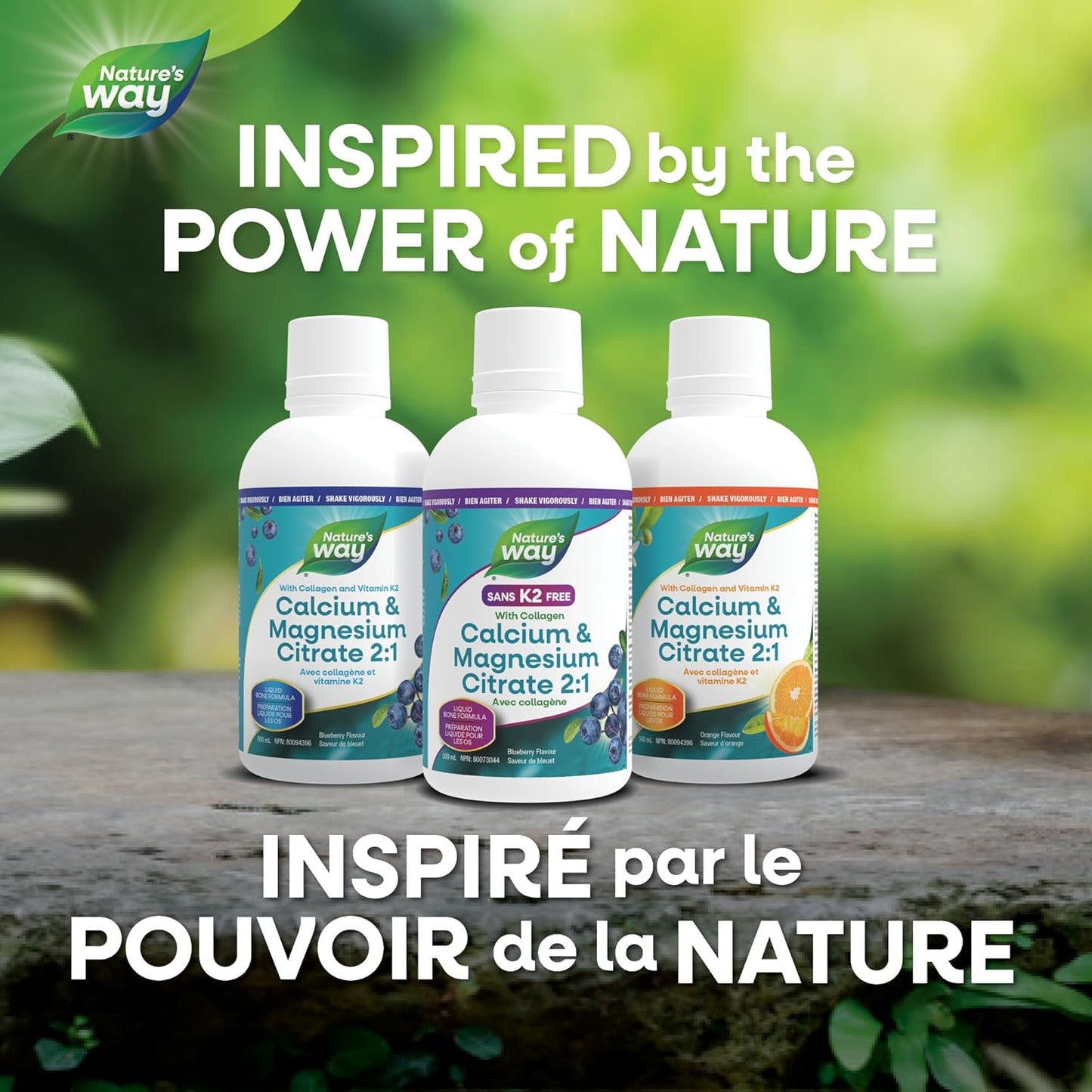 Nature's Way 檸檬酸鈣鎂 2:1 液體補充劑，含維生素 D3 和膠原蛋白，有助於維持骨骼和牙齒健康，不含維生素 K2，藍莓味，500 毫升