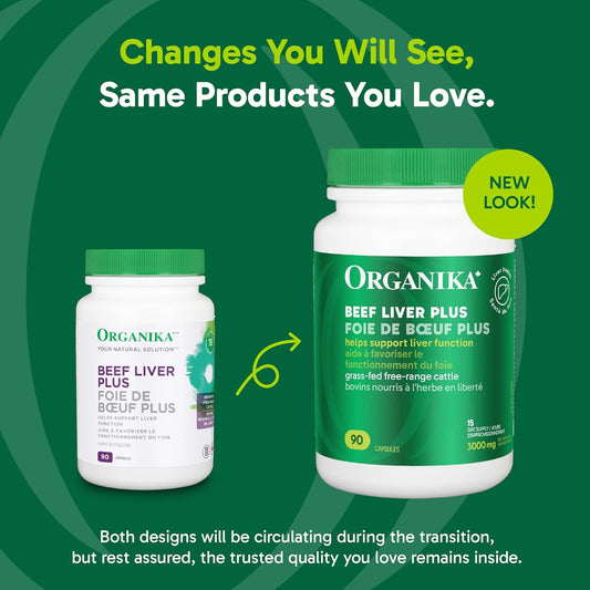Organika Beef Liver Plus Choline- Sourced from Grass-Fed + Finished Cattle, Pasture Raised, High in Vitamins and Minerals, Supports Liver Function, Energy Levels, and Immunity- 90caps