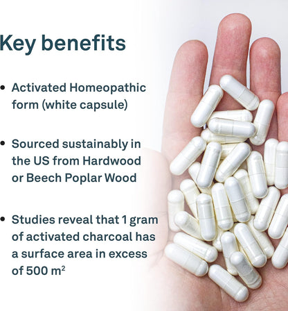 Organika 全譜植物酵素 - 幫助分解碳水化合物、脂肪、蛋白質、乳製品 - 60 粒素食膠囊 & 活性碳 - 順勢療法木炭，消化支持，排毒，脹氣和腹脹支持 - 90 粒素食膠囊