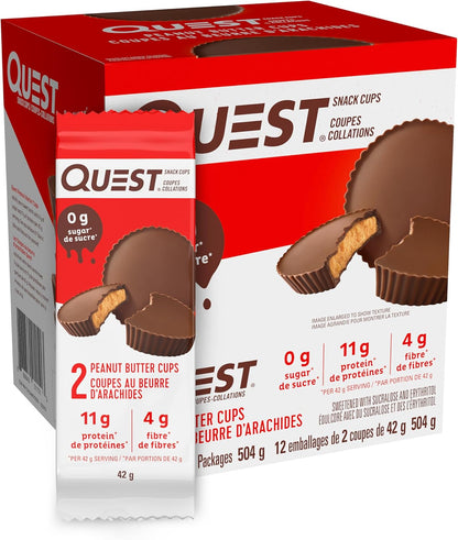 Quest Nutrition 花生酱杯，高蛋白，低碳水化合物，低糖，适合生酮饮食，11 克蛋白质，1 克糖，12 片