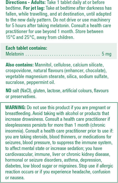 Jamieson 褪黑激素 5 毫克强效 - 巧克力薄荷味速溶片，100 片 & 褪黑激素 10 毫克强效 - 薄荷味速溶片，60 片（1 包）