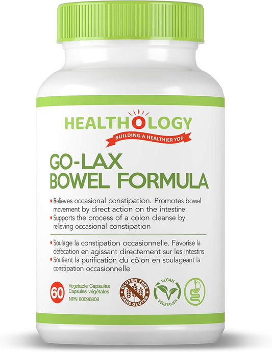HEALTHOLOGY Go-Lax，腸道配方，天然瀉藥，有效緩解便秘補充劑，60 粒