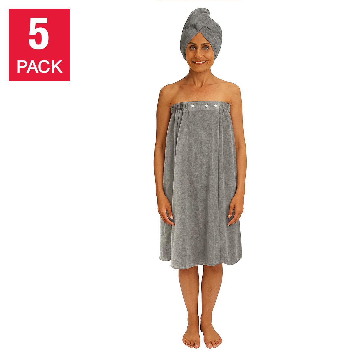 Home Retreat Bath Wrap & Hair Towel Shower Set, 5-piece