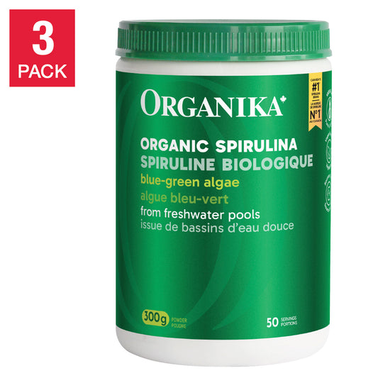 Organika有機螺旋藻粉，3瓶裝，每瓶300克