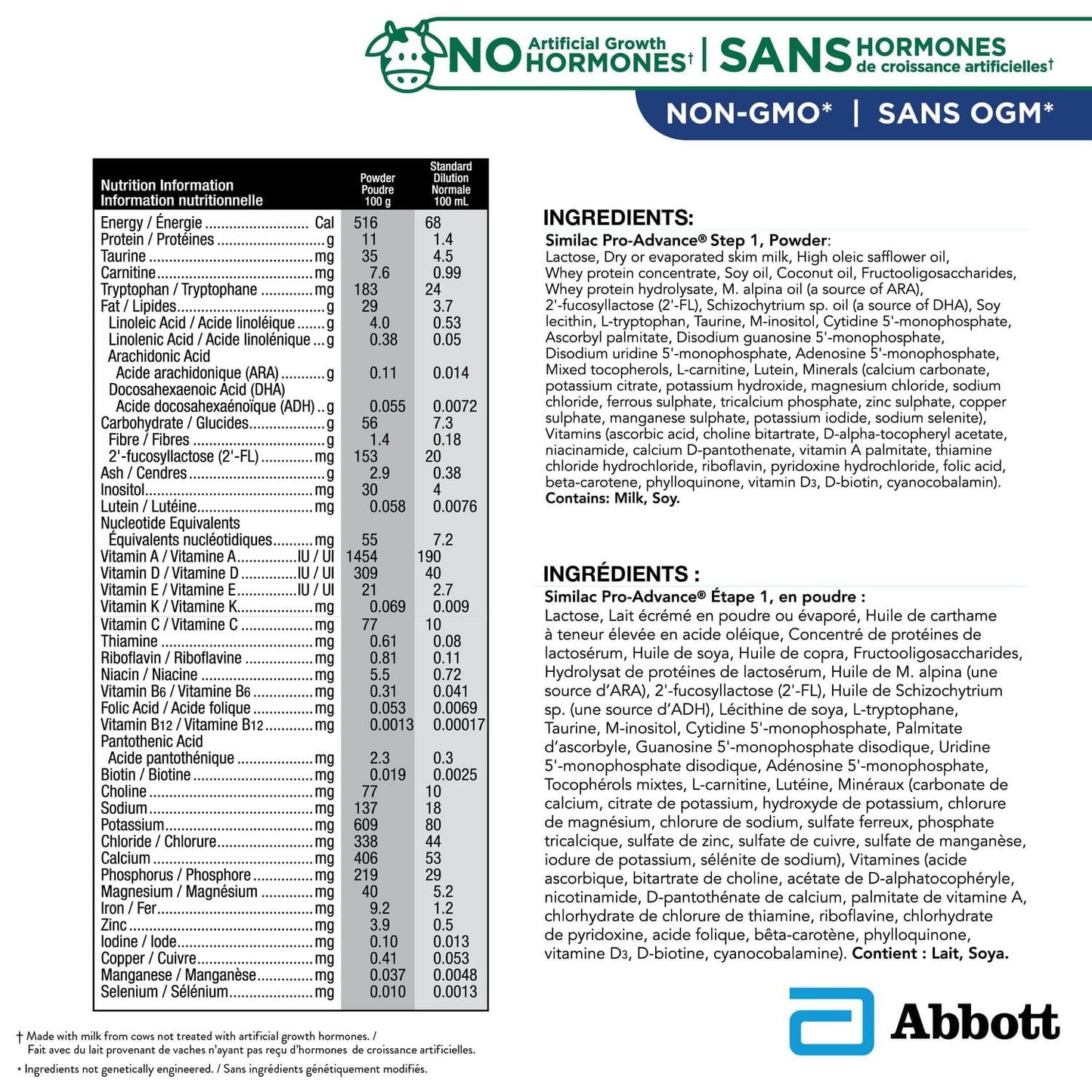 Similac Pro-Advance 1 段婴儿配方奶粉，我们最接近母乳的配方，含 2’-FL，易于消化，0+ 个月，奶粉，584 克，奶粉，584 克