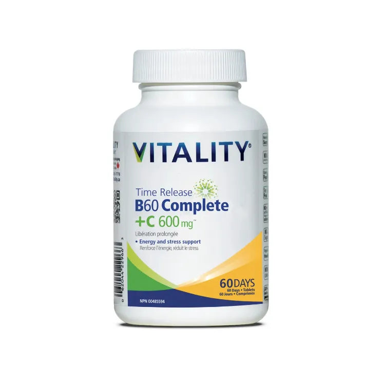 加拿大VITALITY維生素B群+維生素C緩釋片 60片 提振精神 改善情緒 提升免疫