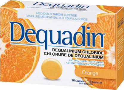 Dequadin 药用润喉糖 - 橙味 | 抗菌抗真菌，缓解咽喉痛和口腔溃疡 | 16 粒