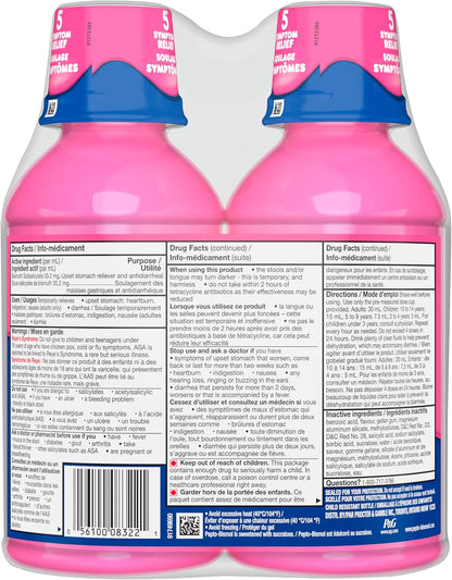 Pepto Bismol Liquid Extra Strength for Nausea, Heartburn, Indigestion, Upset Stomach, and Diarrhea Relief, Original Flavor, Pack of 2, 350ml each