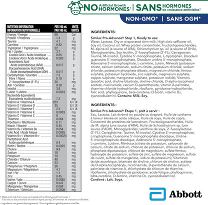 Similac Pro-Advance 1 段嬰兒配方奶粉，我們最接近母乳的配方，含 2’-FL，易於消化，0 個月以上，即食，16 x 235 毫升