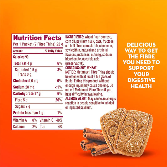 Metamucil 薄纖維餅乾，肉桂香料口味，12 份（共 24 塊餅乾）