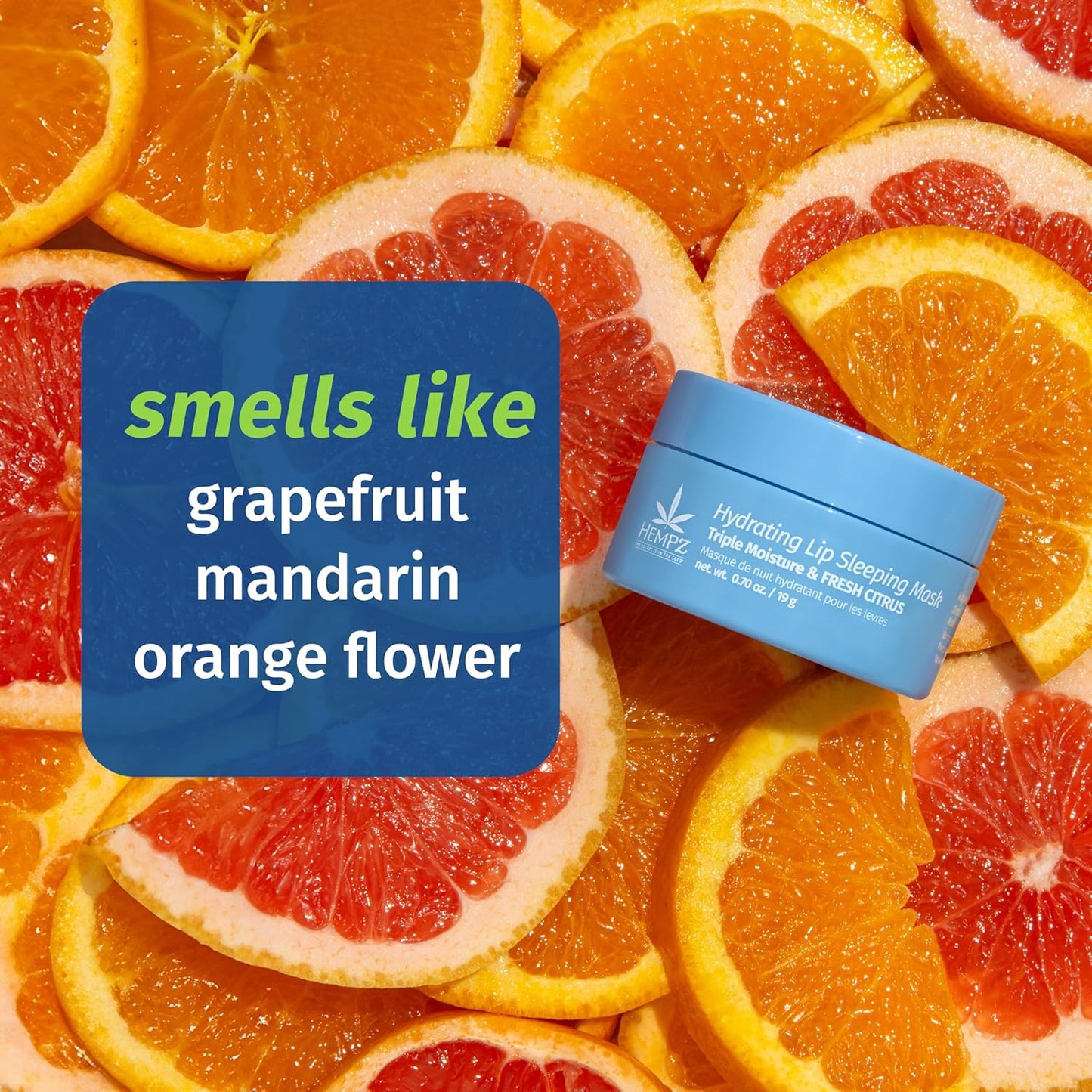 Hempz Hydrating Lip Sleeping Mask - Triple Moisture Fresh Citrus (.70 Oz.) | Overnight Hydrating Lip Balm for Dry Lips, Lip Repair, Chapped Lip Treatment & Nourishment for Women