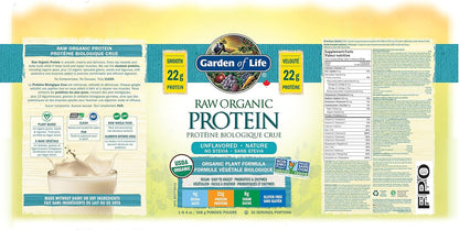 Garden of Life Raw Organic Protein, Vanilla, 624g. Packed with 22 Grams of Certified Organic Plant Protein & Raw Organic Protein, Unflavored, 568g
