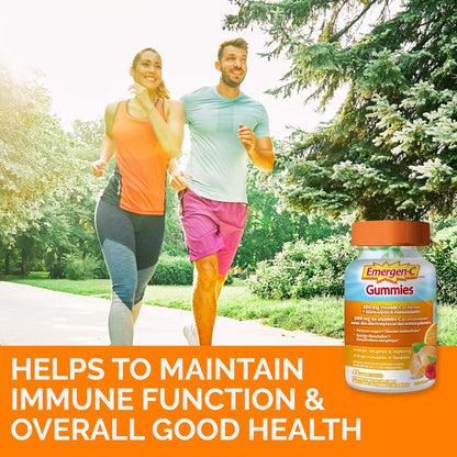 Emergen-C 免疫支持軟糖，富含維生素和礦物質，橙子、橘子和覆盆子混合，45 粒軟糖