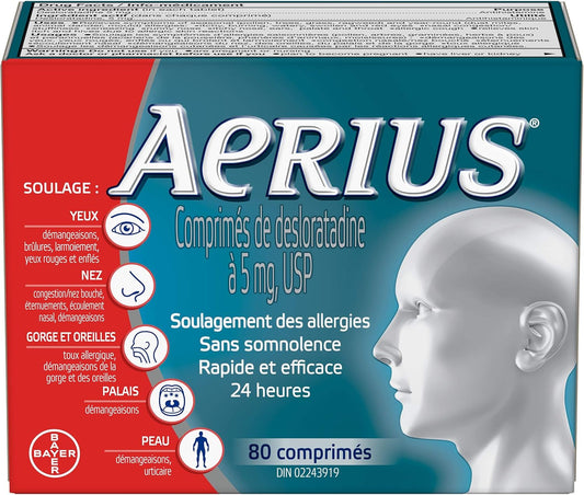 Aerius Allergy Medicine, Fast Relief, 24-Hour, non-drowsy, 15 Symptoms 80 count