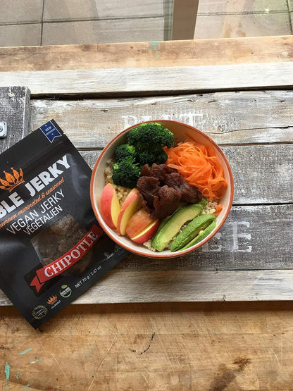Noble Jerky – Vegan Jerky Variety Pack, Plant-Based Protein Snack, 14g Protein Per Bag, Vegetarian, Non-GMO, Healthy Snack, 5 Pack (70g Bags, Teriyaki, Chipotle, Original, BBQ, Hickory)