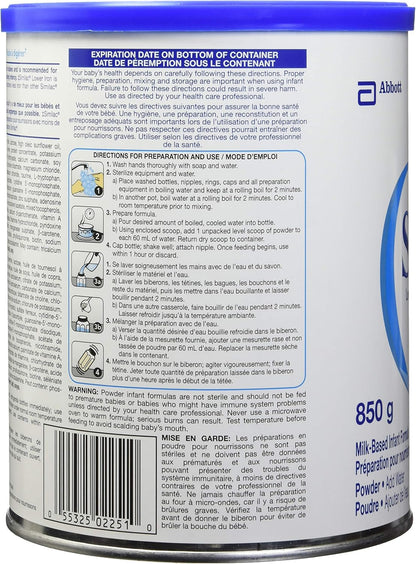 Similac Lower Iron Non-GMO Baby Formula, Powder, 850 g, 0+ Months