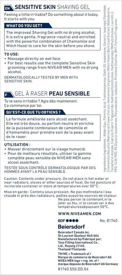 NIVEA MEN Protect & Care Face Moisturizer, 75ml & NIVEA Men Sensitive Skin Shaving Gel (200mL), Shaving Gel for Sensitive Skin, Allows for a Close Razor Shave and Leaves an Instant Soothing Sensation