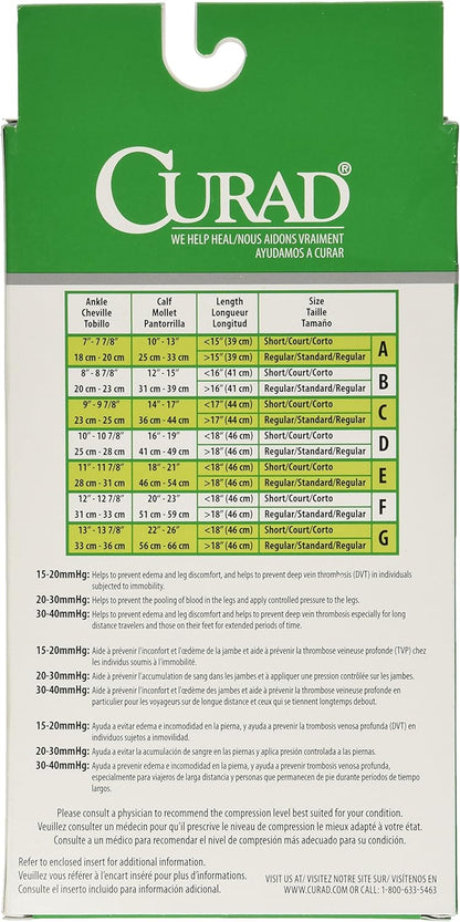 Curad MDS1701DBH 及膝压力袜，15-20 mmHg