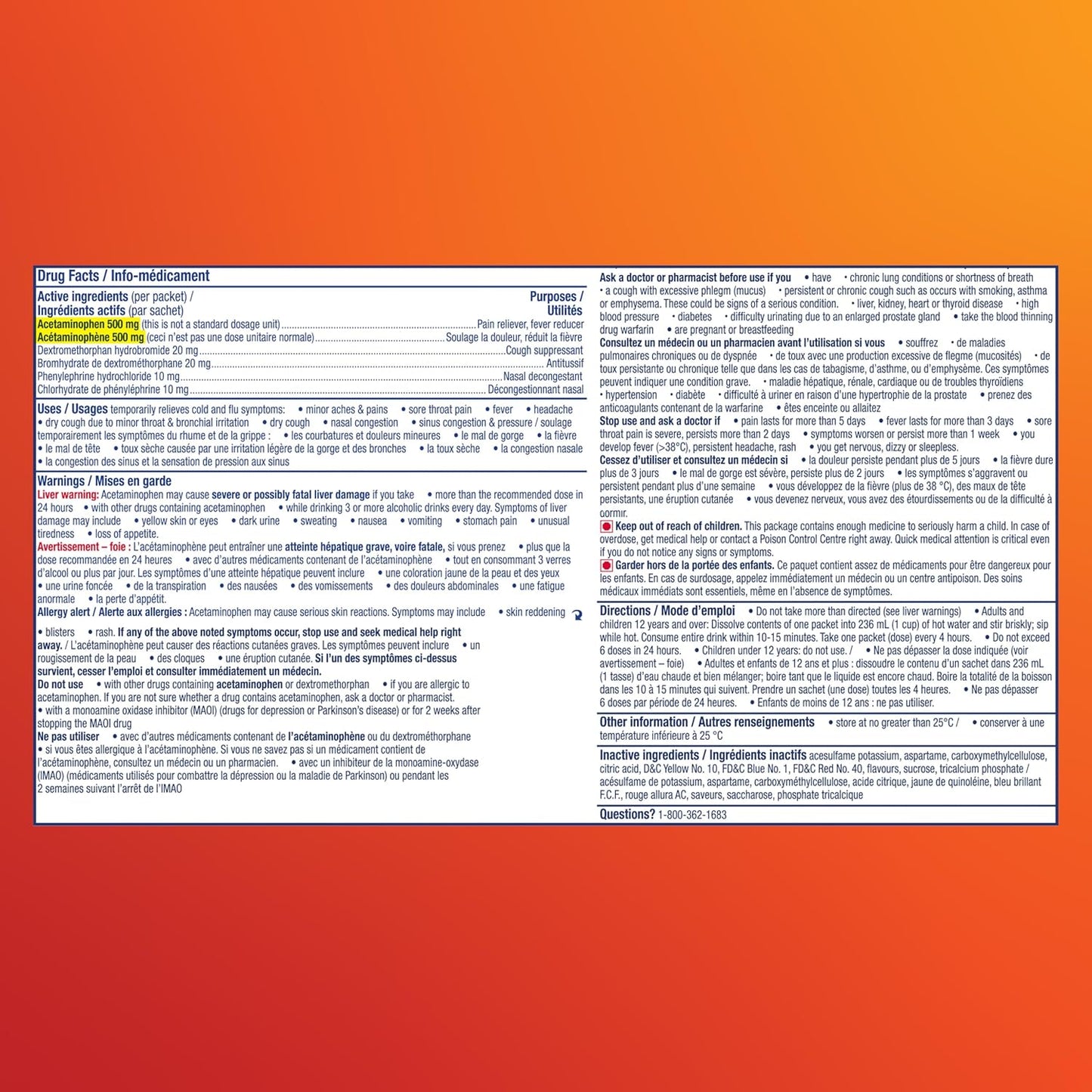 Vicks DayQuil 熱敷感冒、流感和鼻塞藥，白天使用，不引起困倦，緩解發燒和頭痛、咽喉痛、鼻塞、咳嗽，多效合一，蜂蜜檸檬味，8 包粉劑