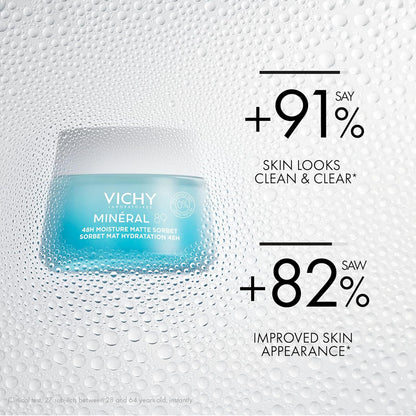 薇姿保湿面霜，矿物 89 哑光冰糕无香凝胶和透明质酸面部精华套装，适合中性至油性、敏感性肌肤，皮肤科医生推荐