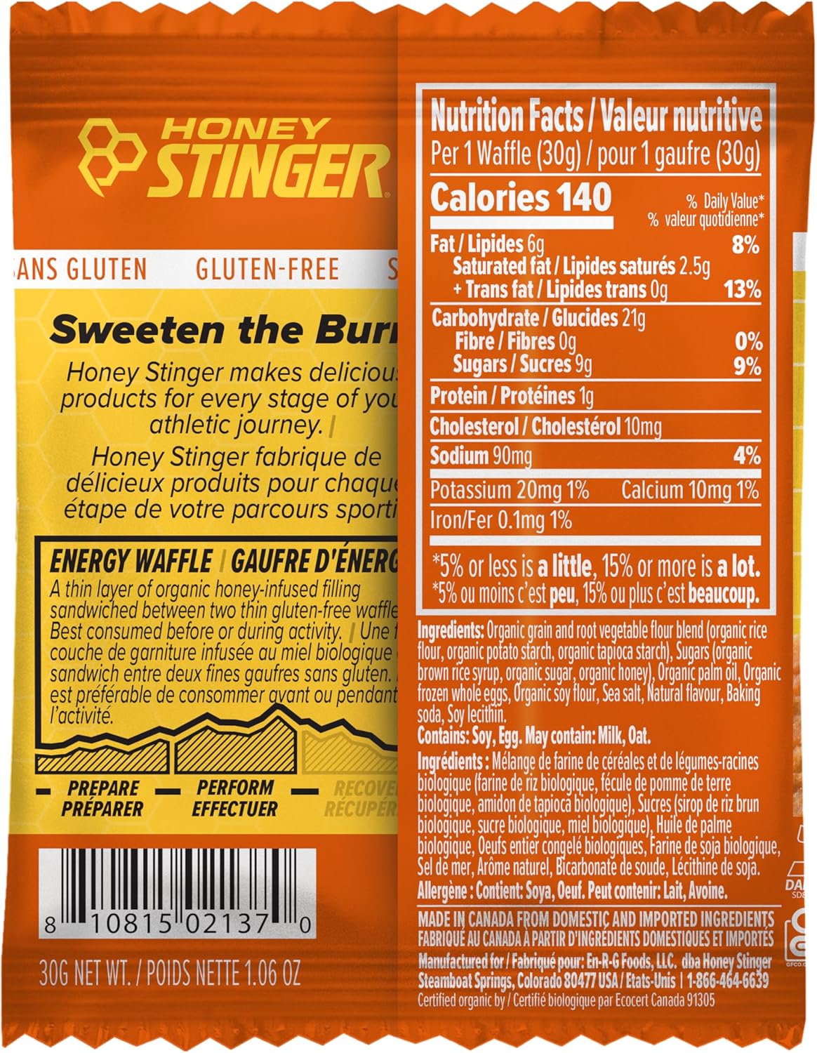 Honey Stinger Organic Gluten-Free Salted Caramel Waffle | Energy Stroopwafel for Exercise, Endurance and Performance | Sports Nutrition for Home & Gym, Pre & Post Workout | 12 Waffles, 30g