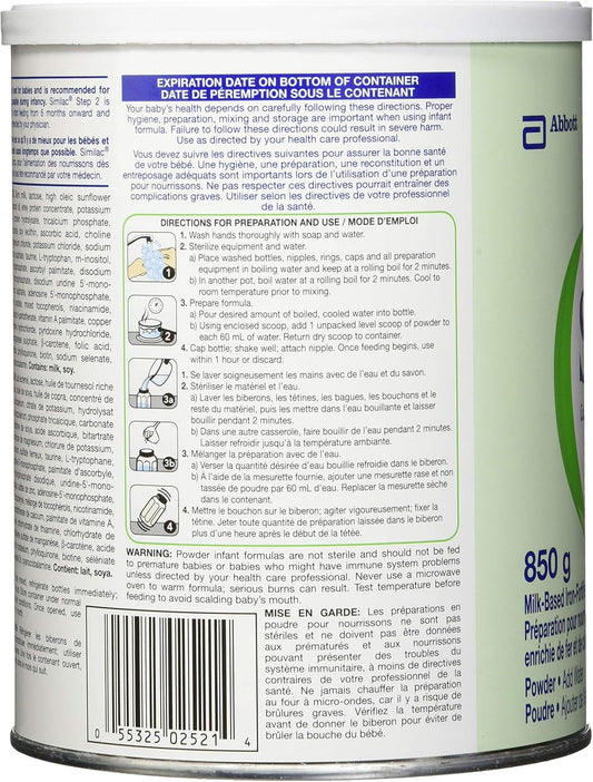 Similac 第二階段強化鈣嬰兒配方奶粉，850 克，6-24 個月