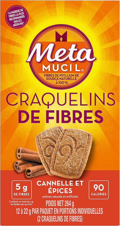 Metamucil 薄纤维饼干，肉桂香料味，12 份（共 24 块饼干）