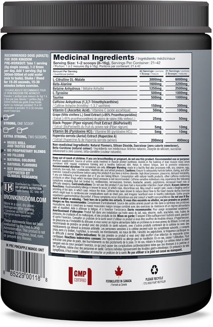 IRON KINGDOM PRE-WORKOUT PINEAPPLE MANGO, Energy, Focus, Strength, Citrulline, Beta-Alanine